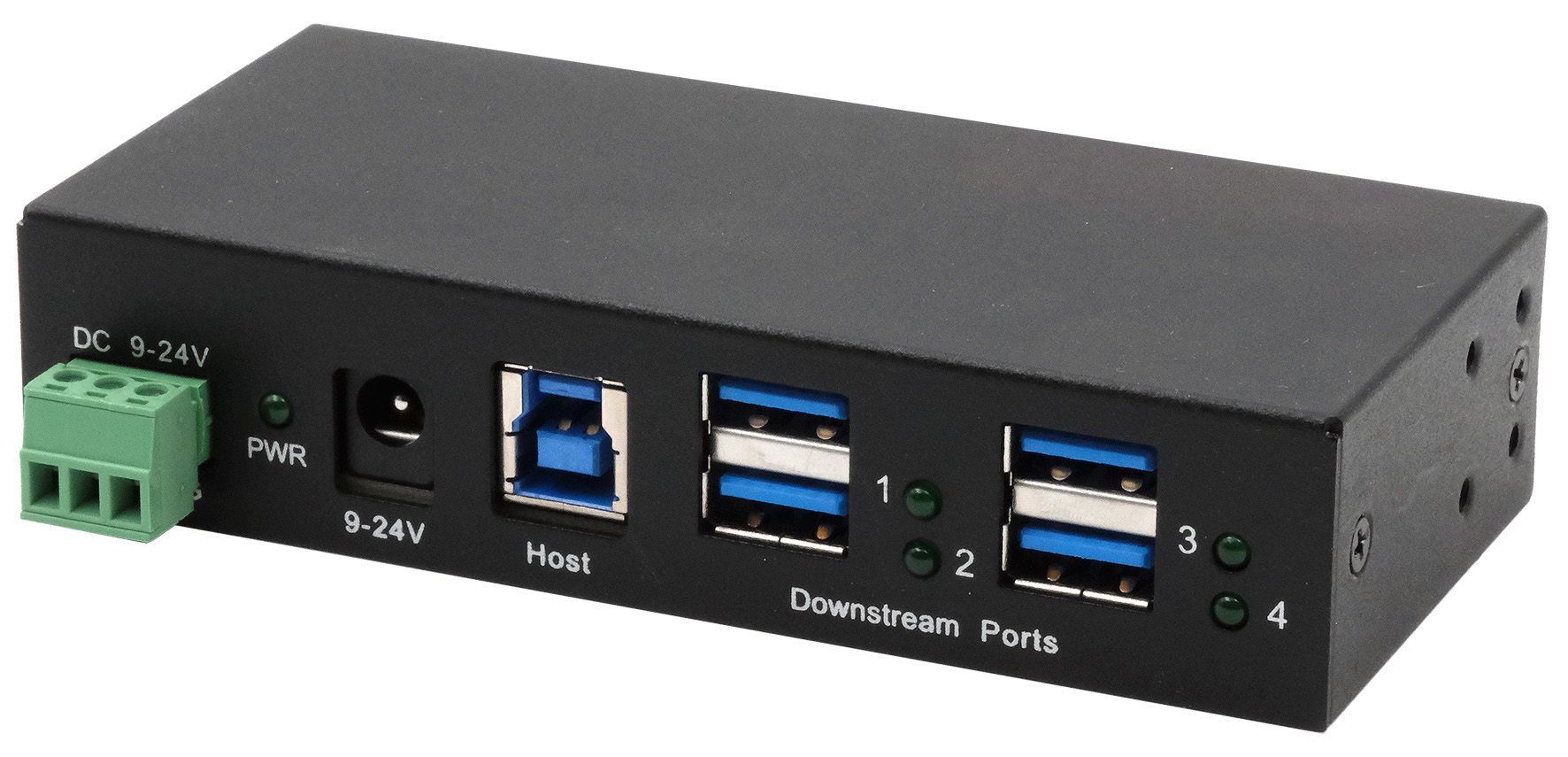 4 Port USB 3.2 Gen 1 metal HUB with 15KV ESD Protection for wall and DIN-Rail mounting
