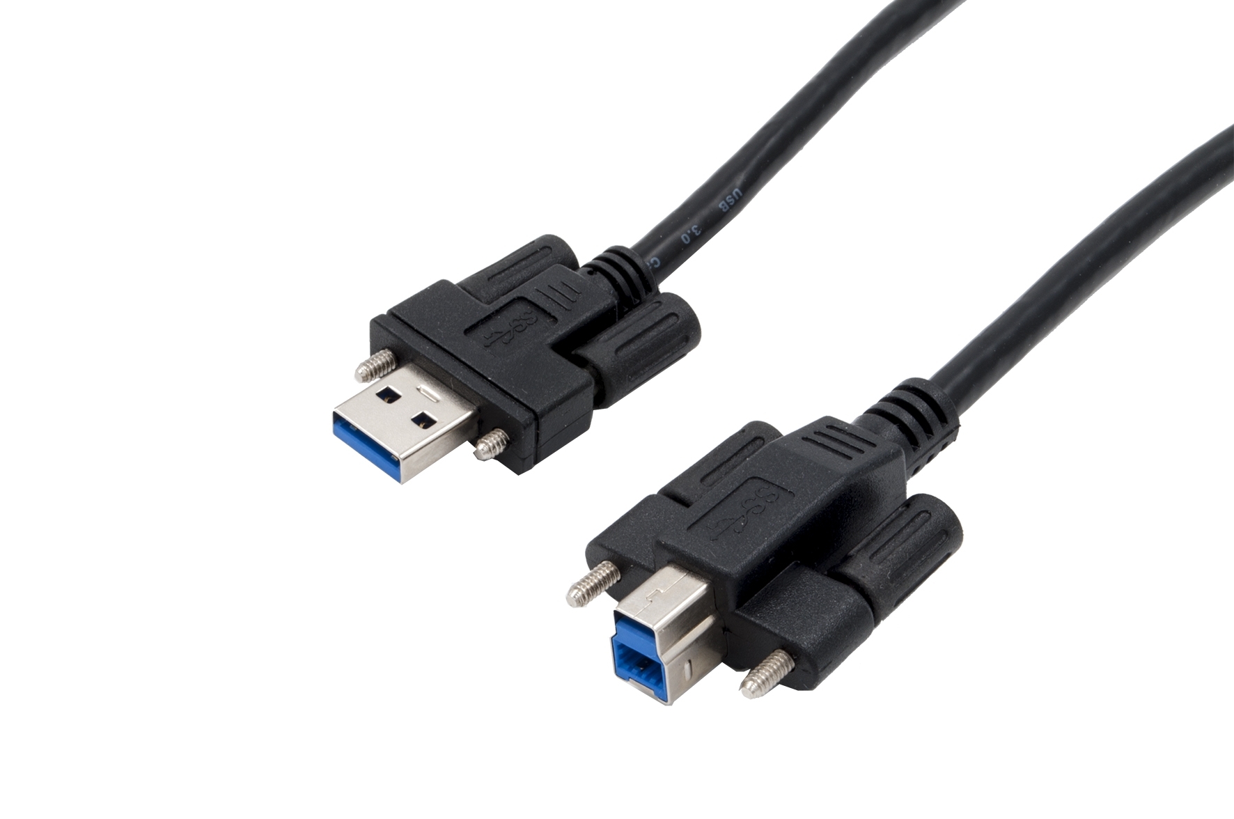 USB 3.2 Gen 1 Kabel A Stecker und B Stecker mit Rändelschrauben, 2.0 m USB 3.2 Gen 1 Kabel A Stecker und B Stecker mit Rändelschrauben, 2.0 m