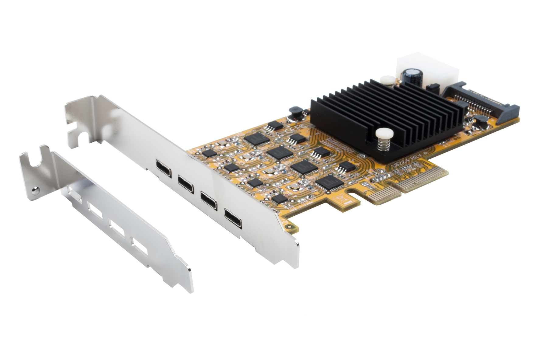 USB 3.2 Gen 1 PCIe (x4) board with four C-ports incl. low profile ...