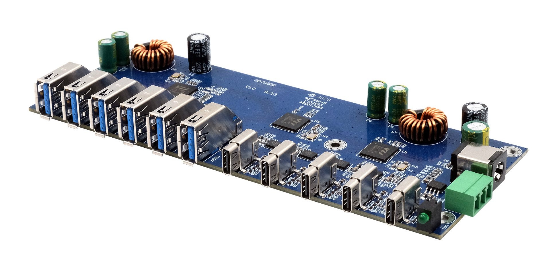 10-Port USB 3.2 Gen 2x1 HUB-Platine mit 4x USB-C und 6x USB-A 3.2 Gen 1 10-Port USB 3.2 Gen 2x1 HUB-Platine mit 4x USB-C und 6x USB-A 3.2 Gen 1