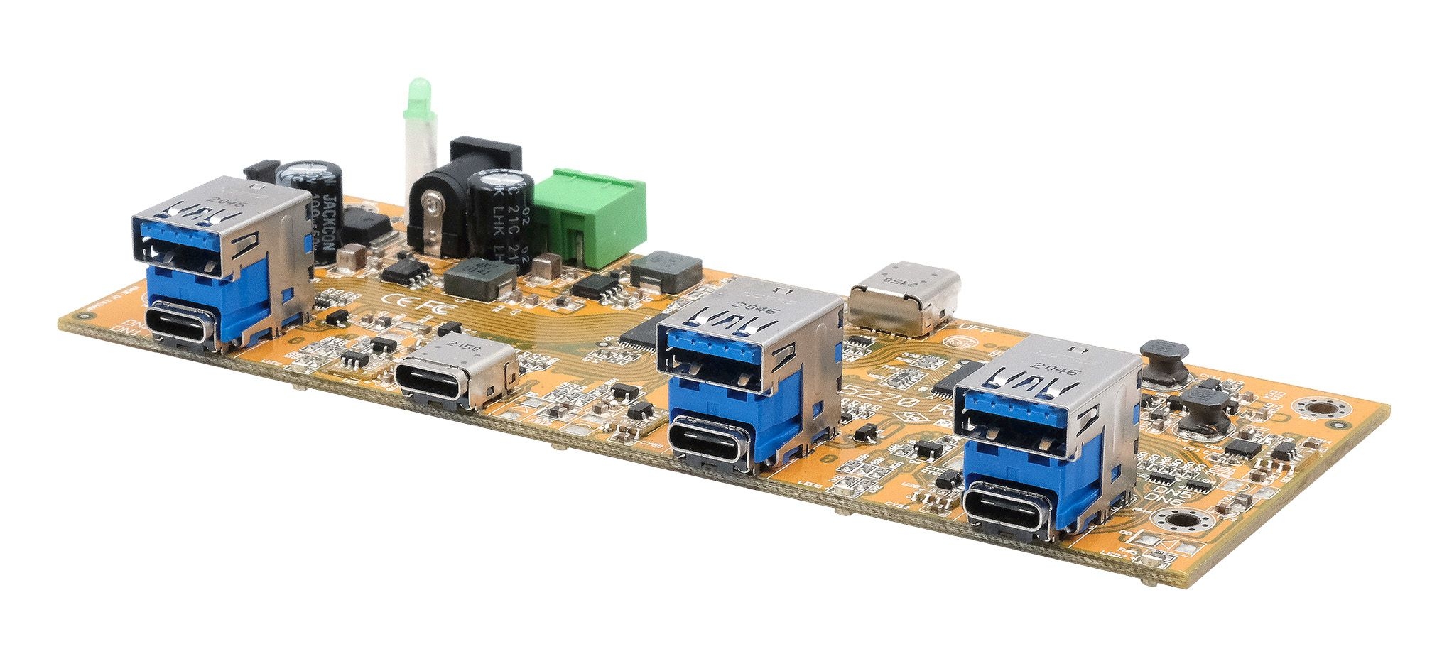 7-Port USB 3.2 Gen 2x1 HUB-Platine mit 4x USB-C und 3x USB-A 7-Port USB 3.2 Gen 2x1 HUB-Platine mit 4x USB-C und 3x USB-A