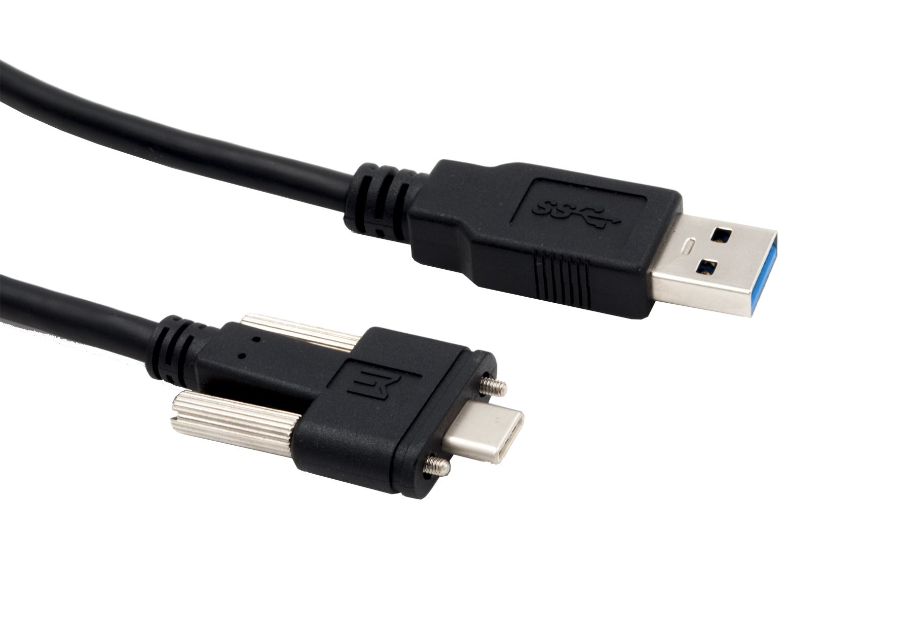 USB 3.2 Gen 2x1 charge and data cable, A to C with screw lock, CU, black, 1.0m