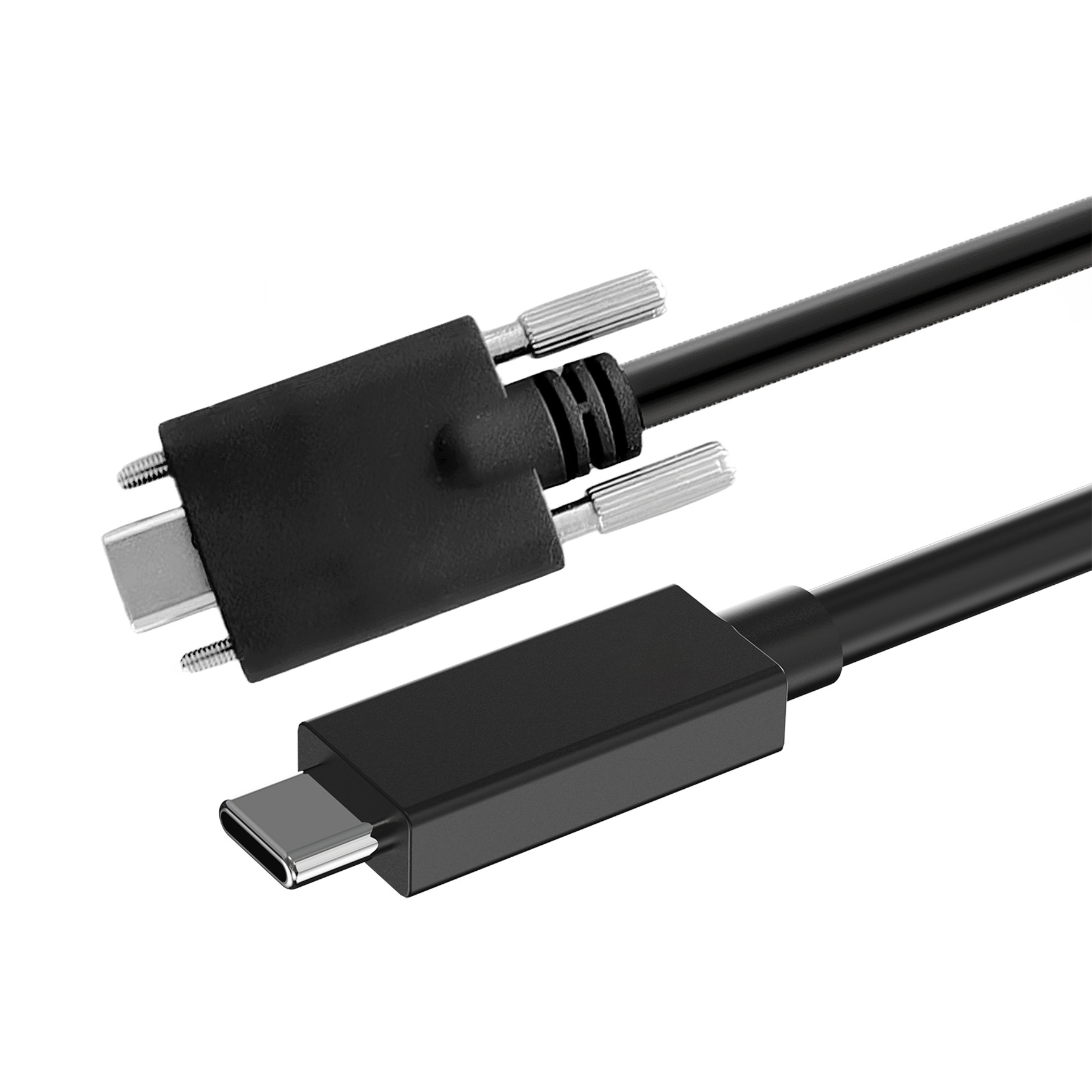 USB 3.2 Gen 2x1 Lade- und Datenkabel, C zu C mit Rändelschrauben, CU, 3m, Schwarz